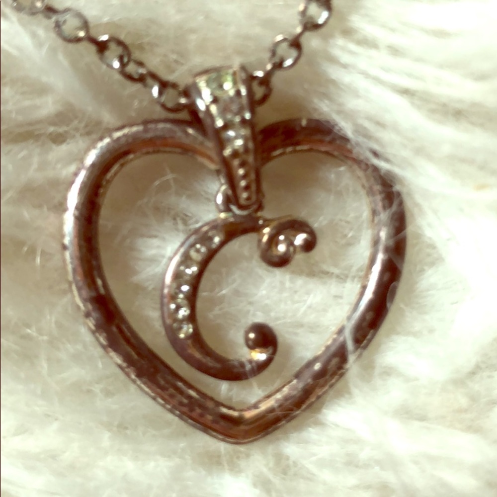 Heart C Initial Necklace